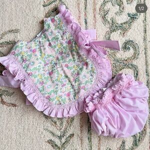 Bleu Briar Smocked Diaper Set Pink Stitchy Fish